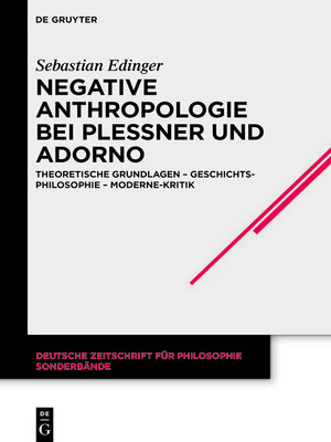 cover image of Negative Anthropologie bei Plessner und Adorno